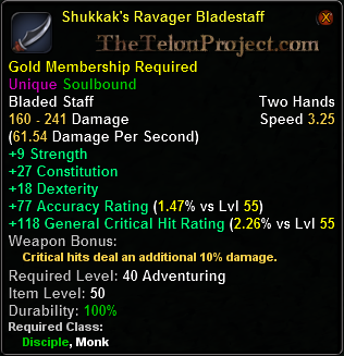 In-game tooltip for Shukkak s Ravager Bladestaff