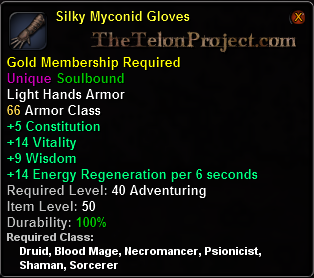 In-game tooltip for Silky Myconid Gloves