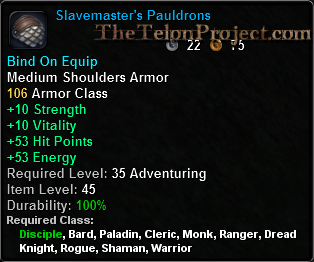 In-game tooltip for Slavemaster's Pauldrons