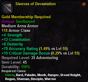 In-game tooltip for Sleeves of Devastation