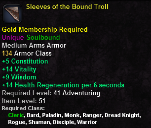 In-game tooltip for Sleeves of the Bound Troll