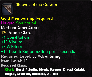In-game tooltip for Sleeves of the Curator