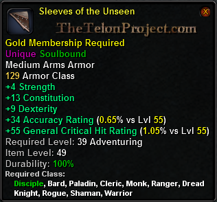 In-game tooltip for Sleeves of the Unseen