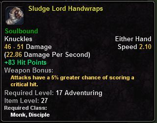 In-game tooltip for Sludge Lord Handwraps