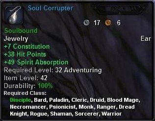 In-game tooltip for Soul Corrupter