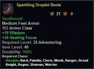 In-game tooltip for Sparkling Droplet Boots