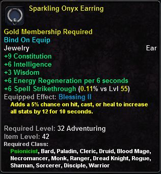 In-game tooltip for Sparkling Onyx Earring