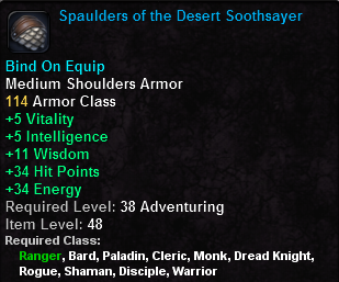 In-game tooltip for Spaulders Of The Desert Soothsayer