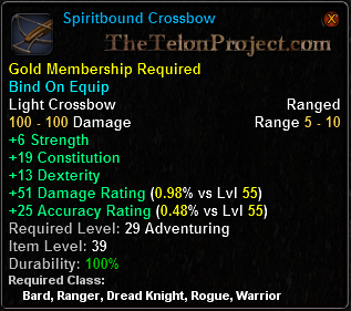 In-game tooltip for Spiritbound Crossbow