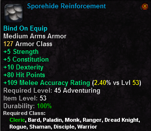 In-game tooltip for Sporehide Reinforcement