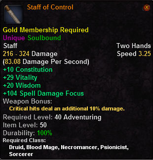 In-game tooltip for Staff of Control