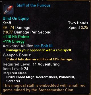 In-game tooltip for Staff Of The Furious