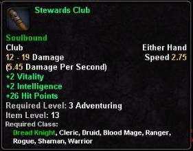 In-game tooltip for Stewards Club