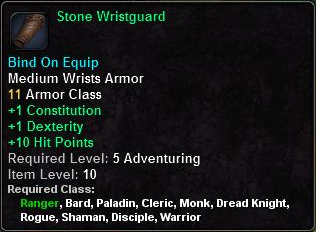 In-game tooltip for Stone Wristguard
