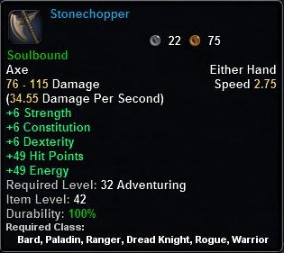 In-game tooltip for Stonechopper