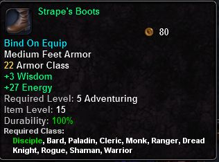 In-game tooltip for Strape's Boots