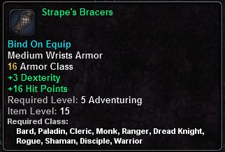 In-game tooltip for Strape's Bracers