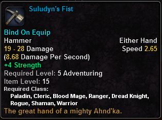 In-game tooltip for Suludyn's Fist