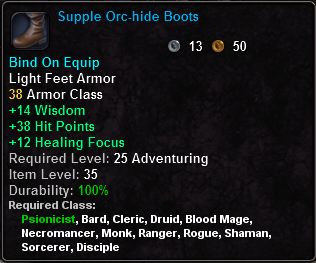 In-game tooltip for Supple Orc-hide Boots