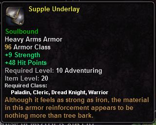 In-game tooltip for Supple Underlay