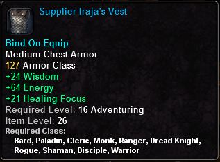 In-game tooltip for Supplier Iraja's Vest