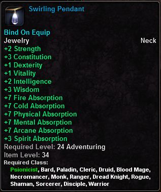 In-game tooltip for Swirling Pendant