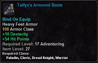 In-game tooltip for Talfyn's Armored Boots