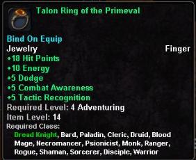 In-game tooltip for Talon Ring of the Primevil