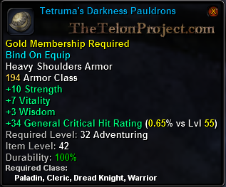 In-game tooltip for Tetruma s Darkness Pauldrons