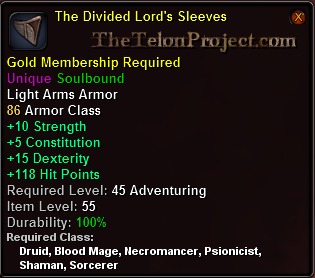 In-game tooltip for The Divided Lord's Sleeves