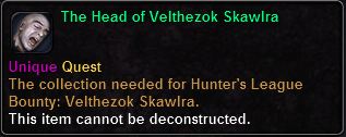In-game tooltip for The Head of Velthezok Skawlra