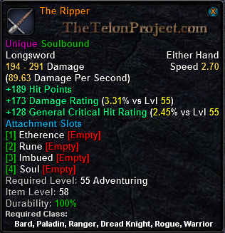 In-game tooltip for The Ripper
