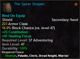 In-game tooltip for The Spear Stopper