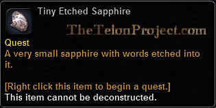 In-game tooltip for Tiny Etched Sapphire