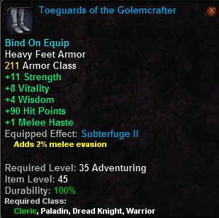 In-game tooltip for Toeguards of the Golemcrafter