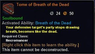 In-game tooltip for Tome of Breath of the Dead