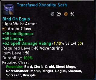 In-game tooltip for Transfused Xonotlite Sash
