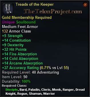 In-game tooltip for Treads of the Keeper