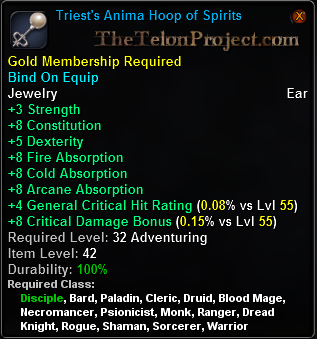 In-game tooltip for Triest's Anima Hoop of Spirits