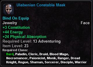 In-game tooltip for Ulabenian Constable Mask