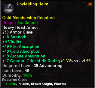 In-game tooltip for Unyielding Helm