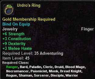 In-game tooltip for Urdro s Ring