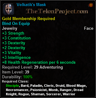 In-game tooltip for Velkatik s Mask