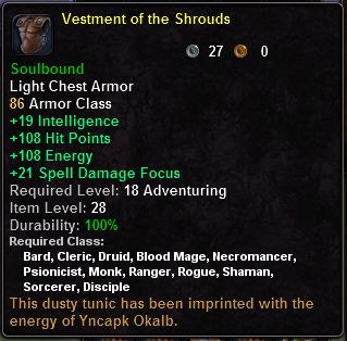 In-game tooltip for Vestment Of The Shrouds