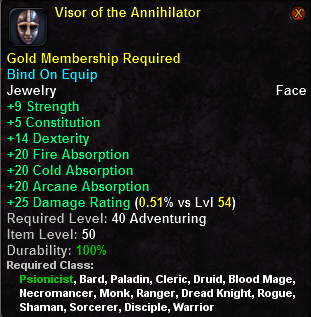 In-game tooltip for Visor of the Annihilator
