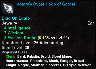 In-game tooltip for Votary's Ovate Hoop of Garnet