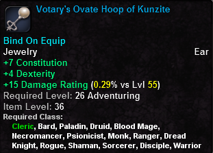 In-game tooltip for Votary's Ovate Hoop of Kunzite