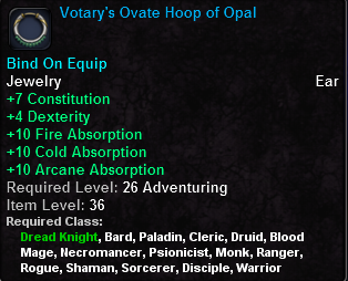 In-game tooltip for Votary's Ovate Hoop of Opal