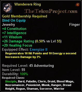 In-game tooltip for Wanderers Ring