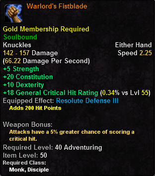 In-game tooltip for Warlord's Fistblade